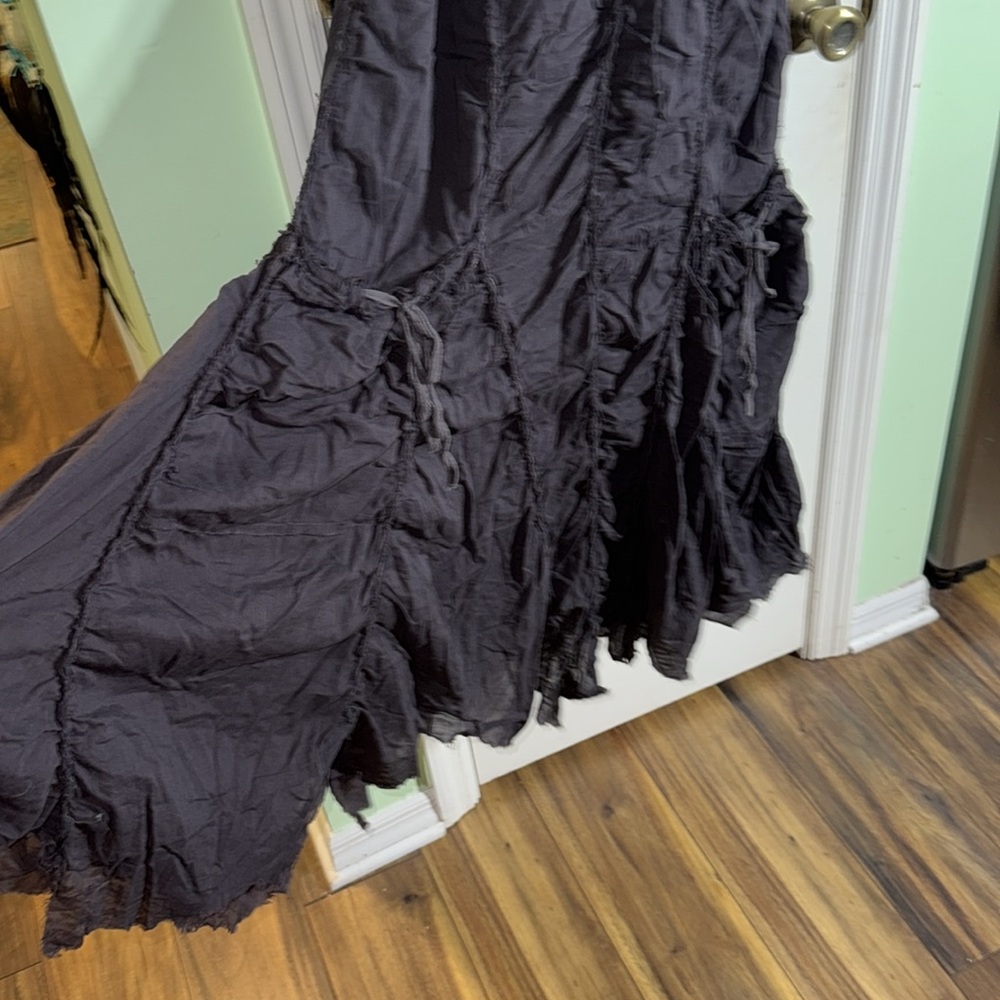Sweet Sinammon Black Raw Edge Witch Wench Ren Faire Maxi Skirt With Pockets M - Picture 5 of 13